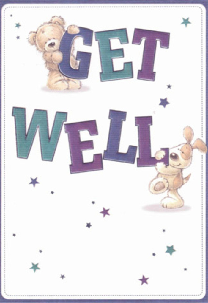 This get well card shines with gentle encouragement, as two loveable characters-a sweet bear and a playful puppy-become messengers of hope. Their forms, rendered in soft watercolours, are surrounded by whimsical stars that seem to float like good wishes through the air, reminiscent of the gentle breeze along Leytonstone's forested walks. The typography, bold and exuberant, dances confidently in shades of purple and teal across a crisp white canvas, providing a modern yet comforting feel. The bear's fluffy texture and the puppy's velvet-soft ears are so convincingly illustrated that each stroke feels tangible, much like the careful selection of blooms by florists near Church Lane. Imagine sending this card alongside a fragrant bouquet to someone recovering near Bushwood-the combined effect is a wave of positivity and tender care. The airy composition and playful colour palette create a visual embrace, perfect for brightening spirits and evoking childhood comfort, while gently nodding to Leytonstone's reputation for warmth and neighbourly kindness.